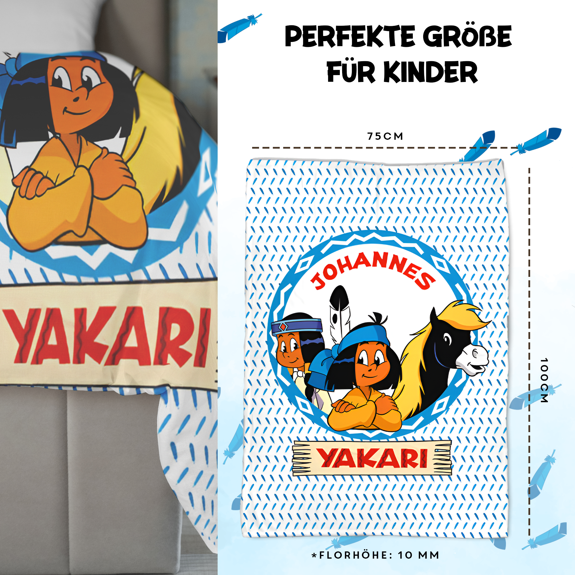 Yakari Kuscheldecke 75 x 100 cm mit dem Design Yakari beste Freunde