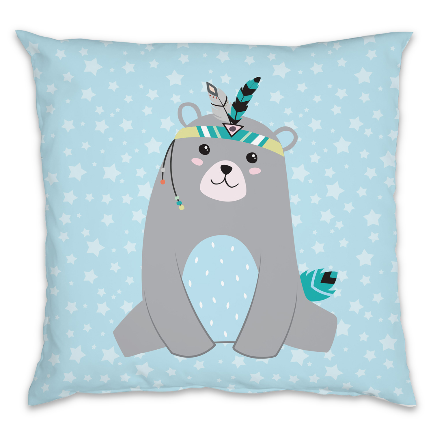 Be brave - Bär blau - Kissen mit Namen