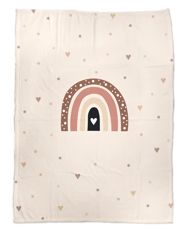 Flauschige Kuscheldecke 75x100 cm mit Namen oder Text personalisierbar im Design Regen Herzchen