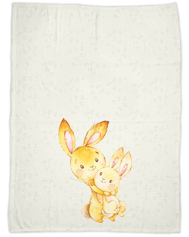 Mommy and baby rabbit - Babydecke mit Namen