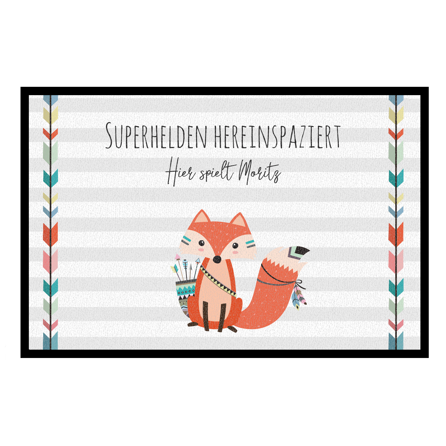 Türmatte für Kinder mit Namen - Be brave Fuchs