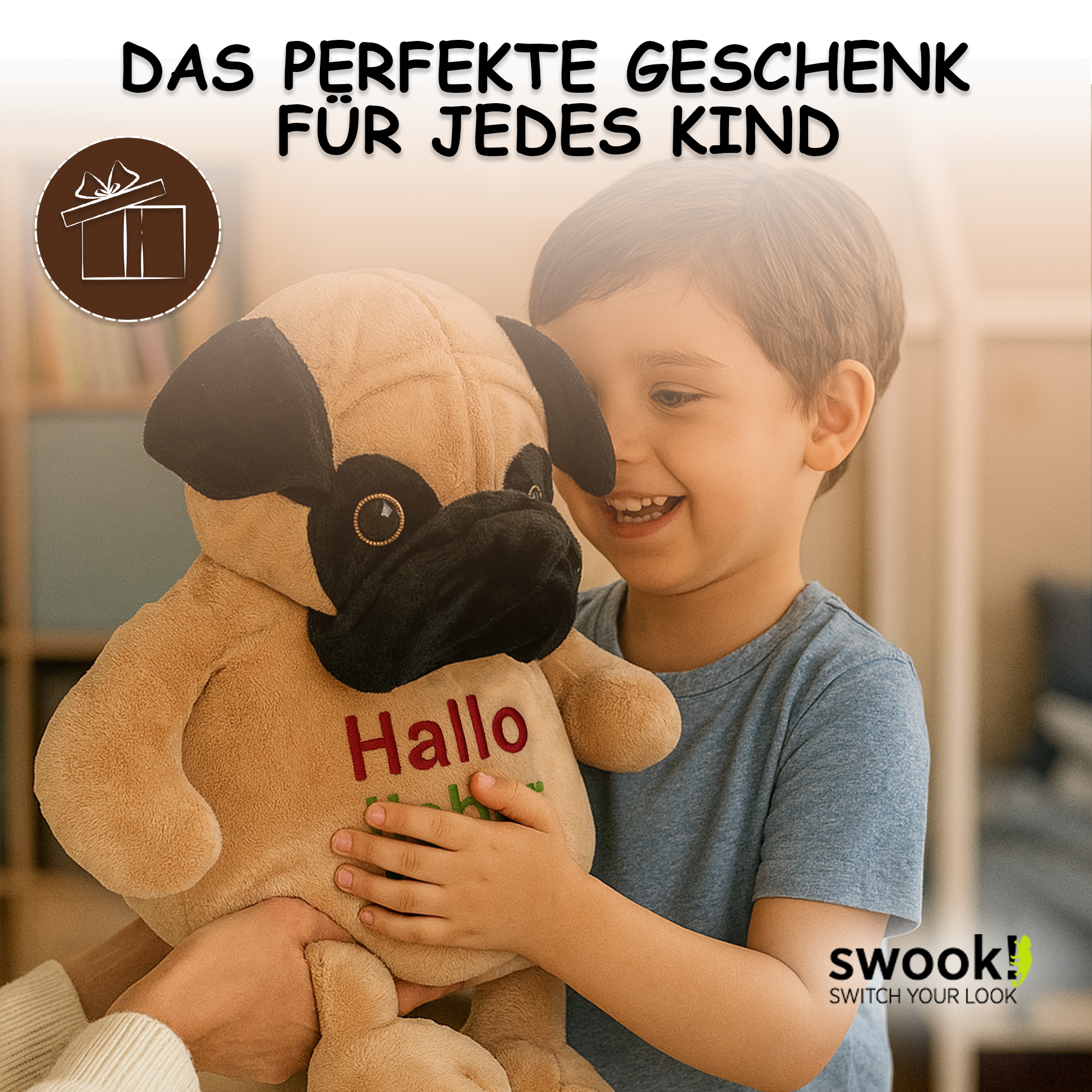 Mops Parker mit hochwertigem Stick für eure Kleinen