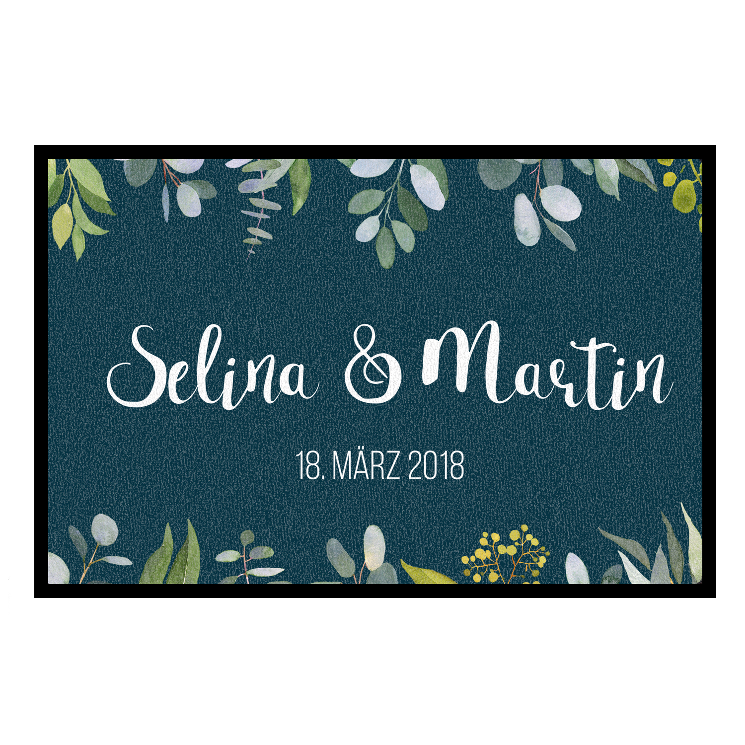 Fußmatte für Paare - mit Namen und Datum - Eukalyptus Love
