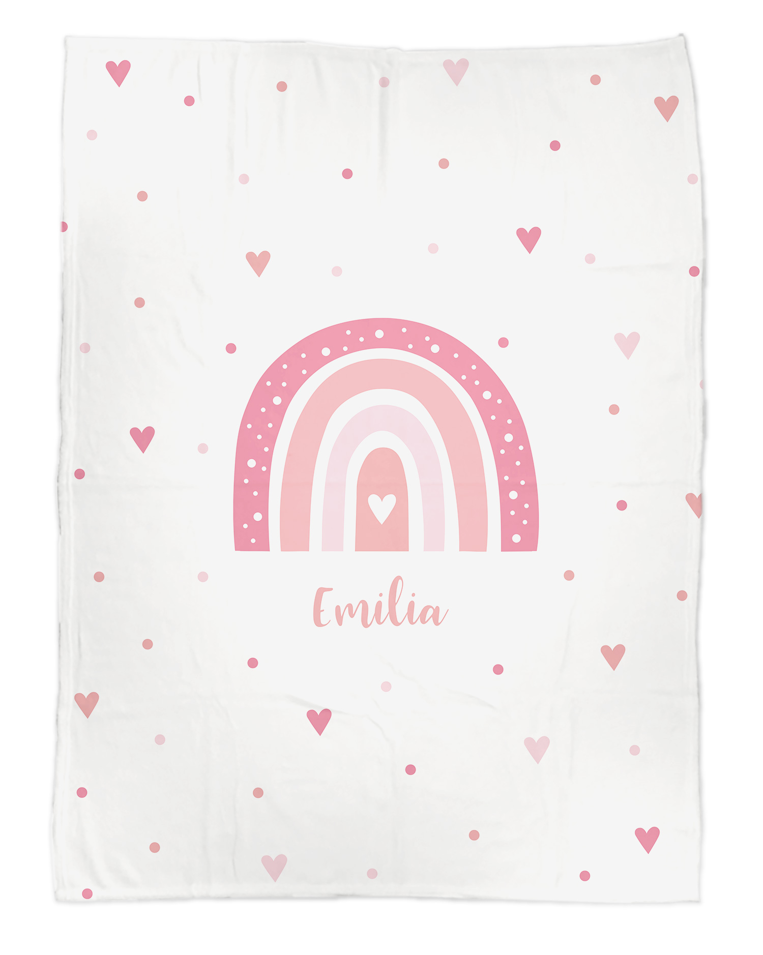 Regenbogen Herzchen pink - Babydecke mit Namen