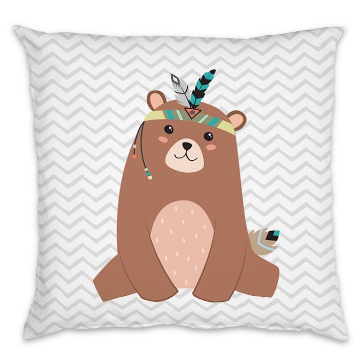 Be Brave - Bär grau - Kissen mit Namen