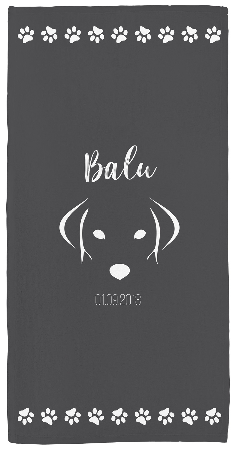 Hundegesicht - Handtuch mit Namen