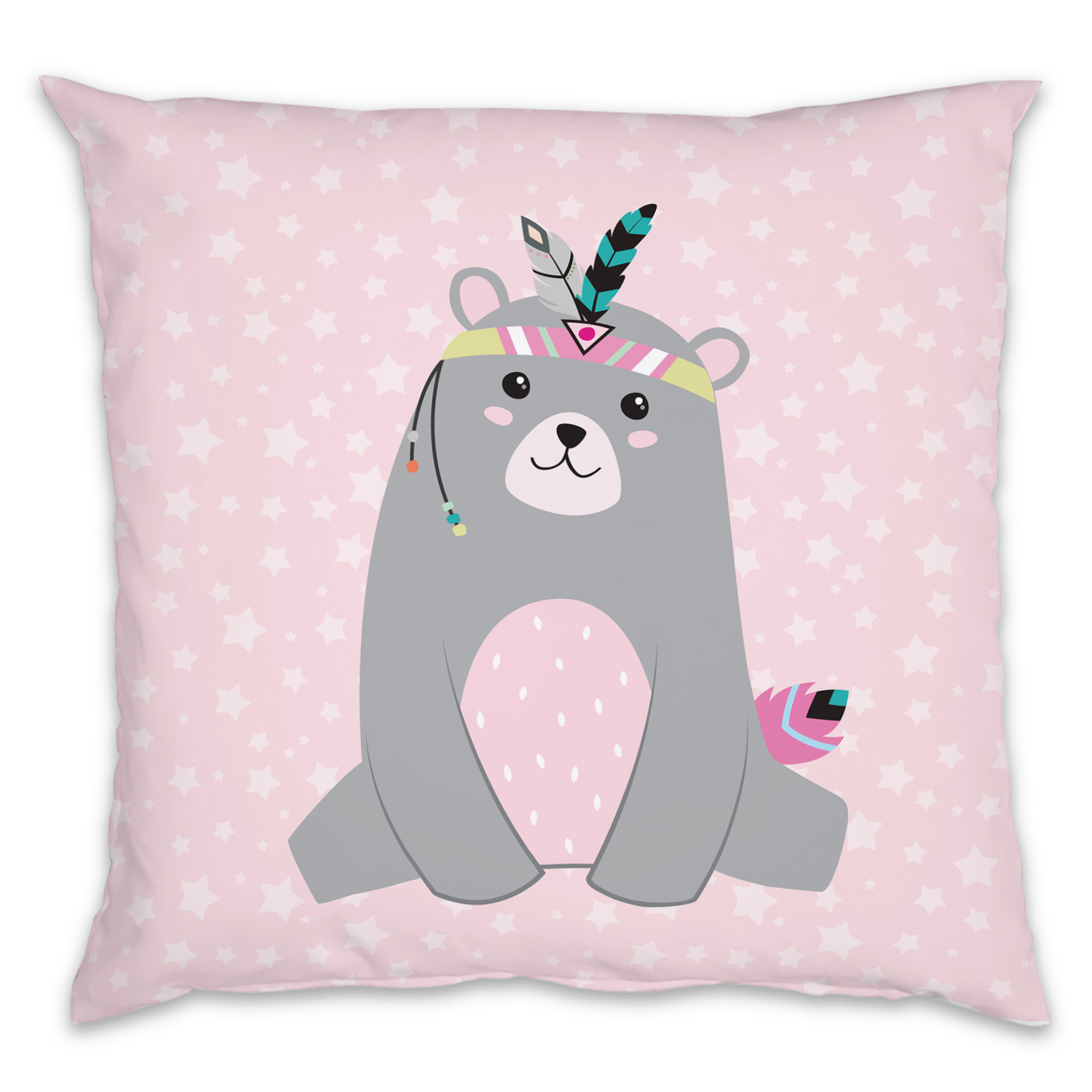 Be brave - Bär rosa - Kissen mit Namen