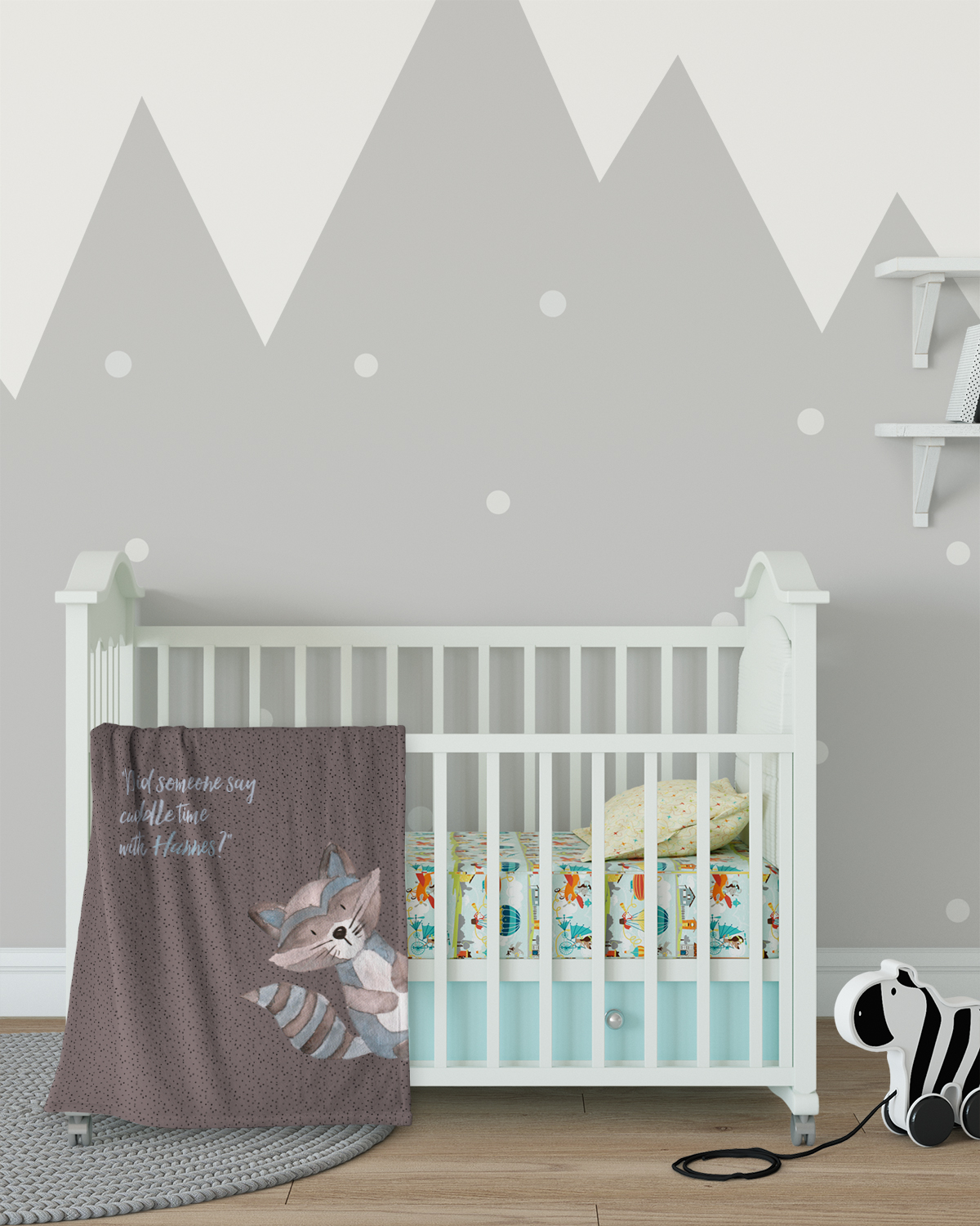 Cuddly raccoon - Babydecke mit Namen