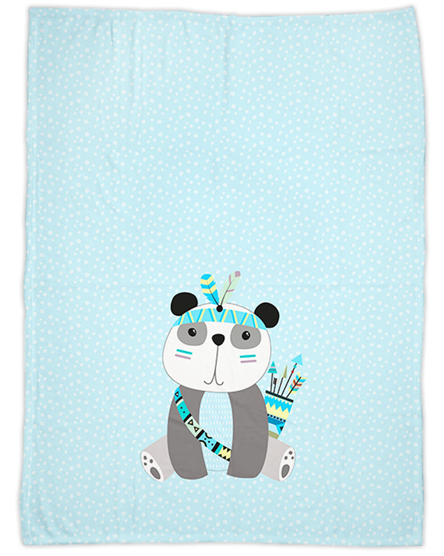 Be brave - Panda blau - Babydecke mit Namen
