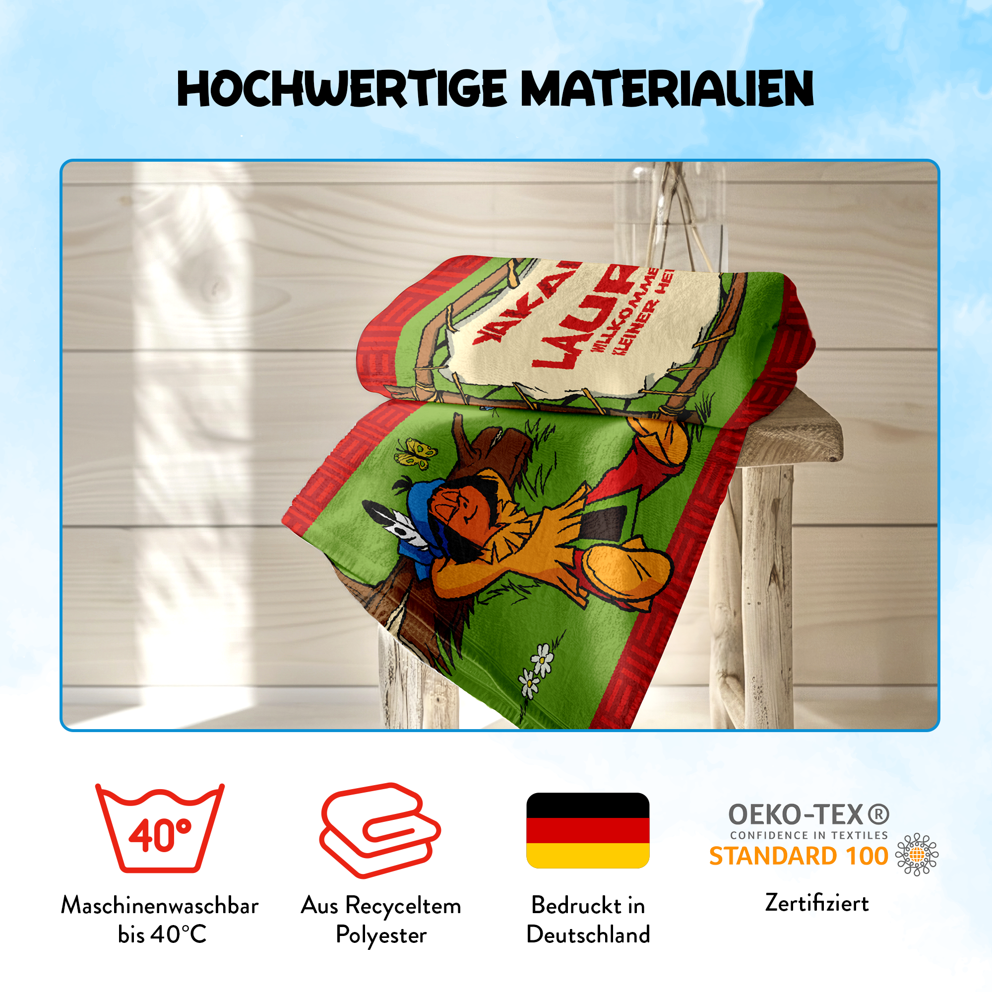 Yakari Handtuch 50x100 cm mit dem Design Yakari ruht in der Natur