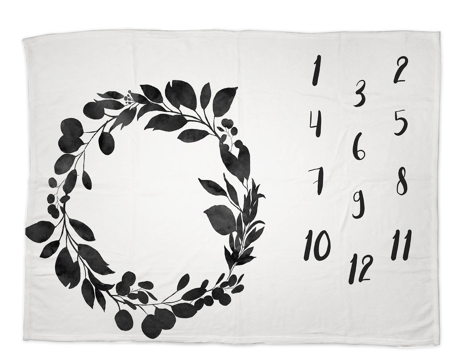 Black and white wreath  - Babydecke mit Namen
