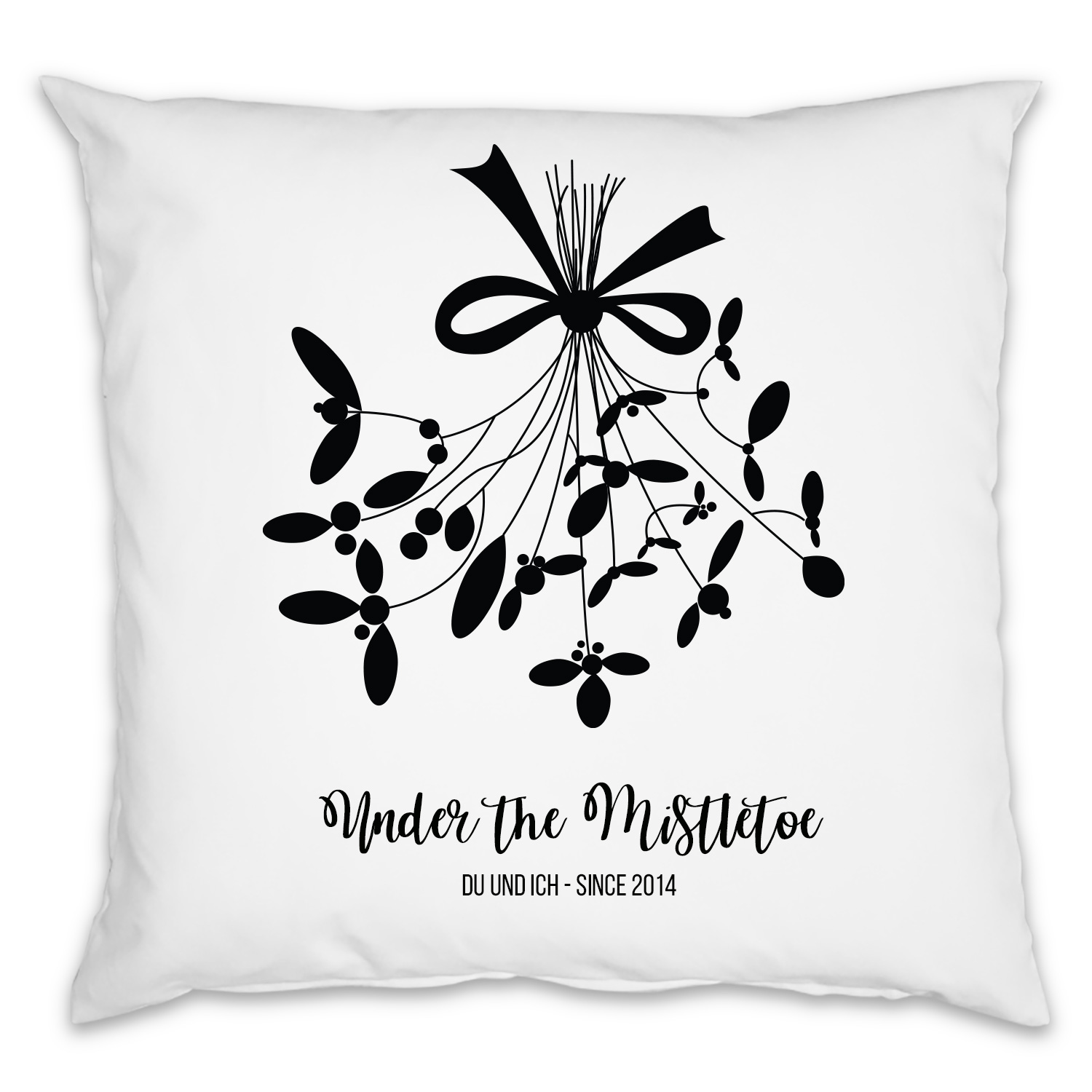 Under the mistletoe schwarz-weiß - Kissen mit Namen