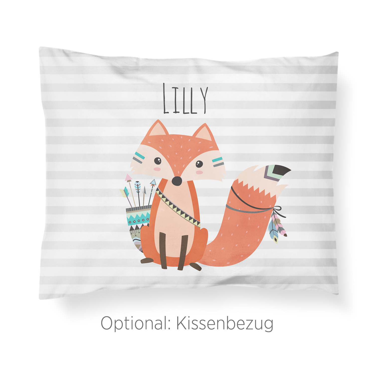 Be brave - Fuchs grau - Bettbezug mit Namen