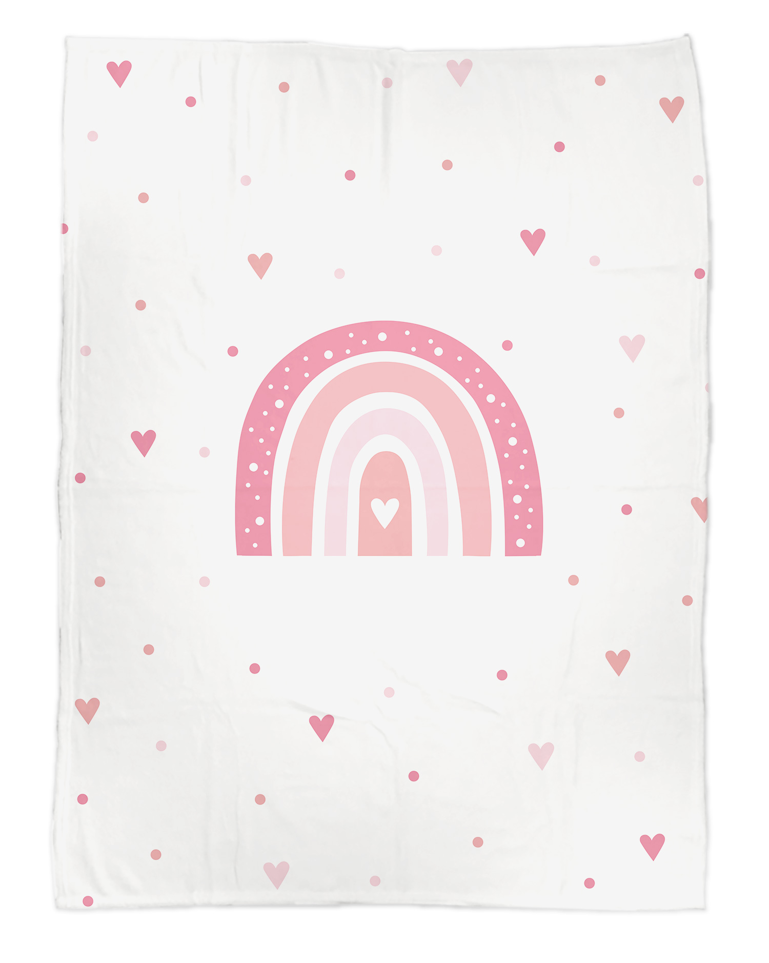 Regenbogen Herzchen pink - Babydecke mit Namen