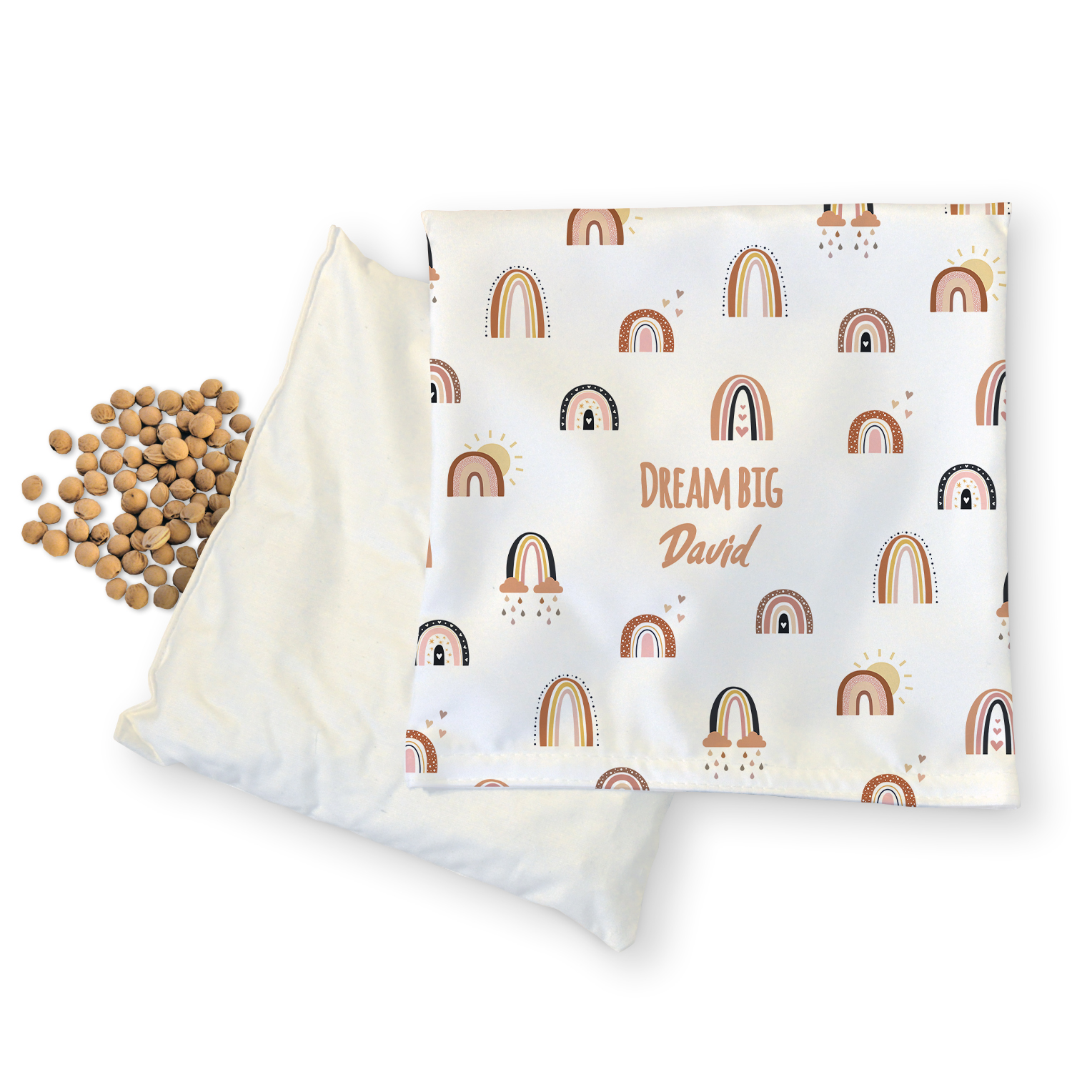 Regenbogenmuster - Kirschkernkissen mit Namen