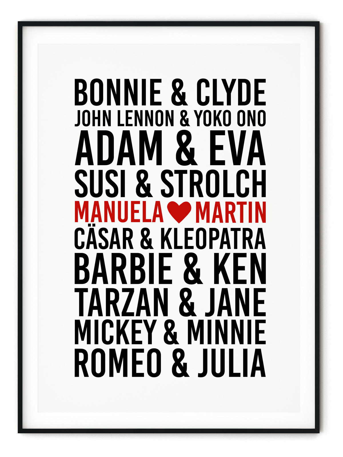 Romeo & Julia - Poster mit Namen