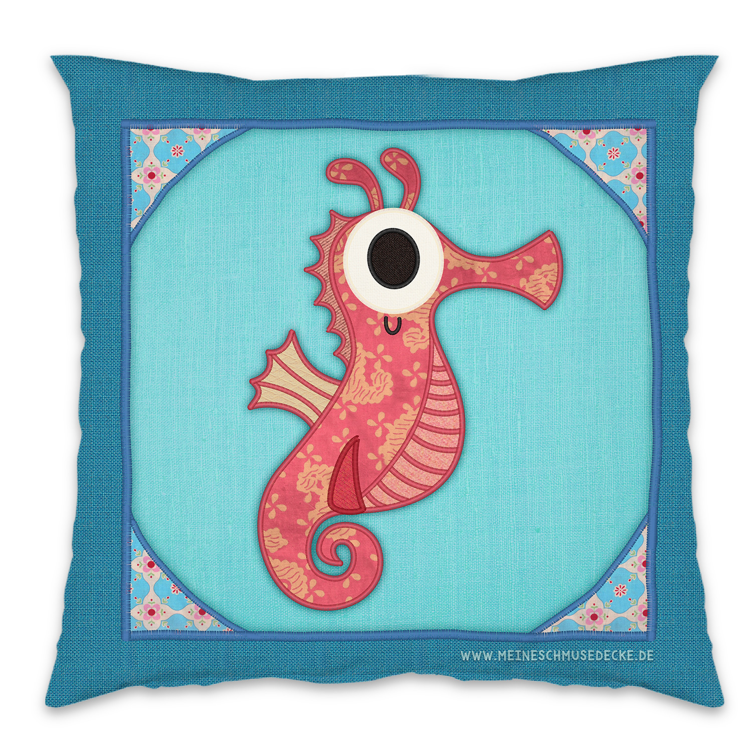 Kissen 40 x 40 cm - Design Meine Schmusedecke Seepferdchen (+ Namen)