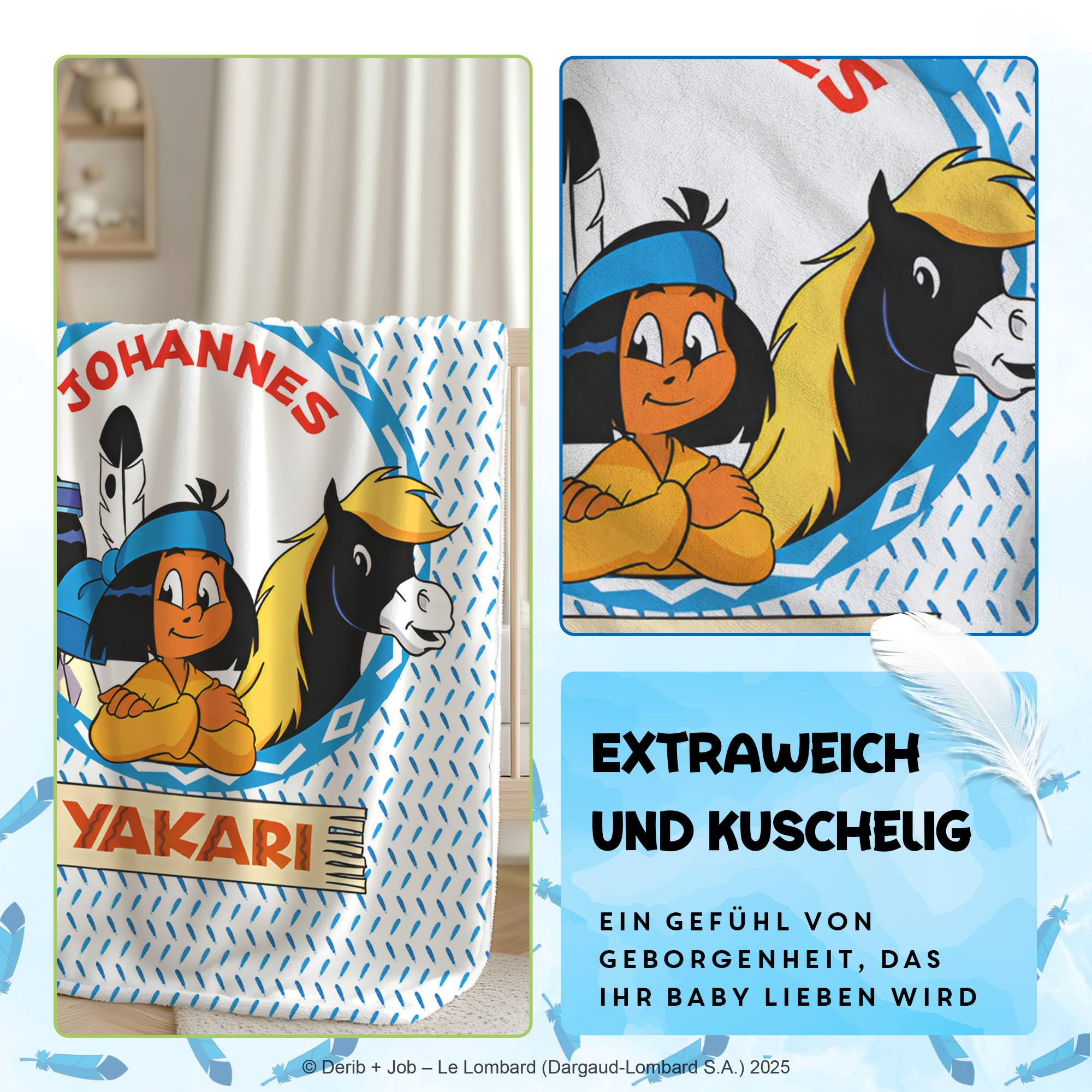 Yakari Kuscheldecke 75 x 100 cm mit dem Design Yakari beste Freunde