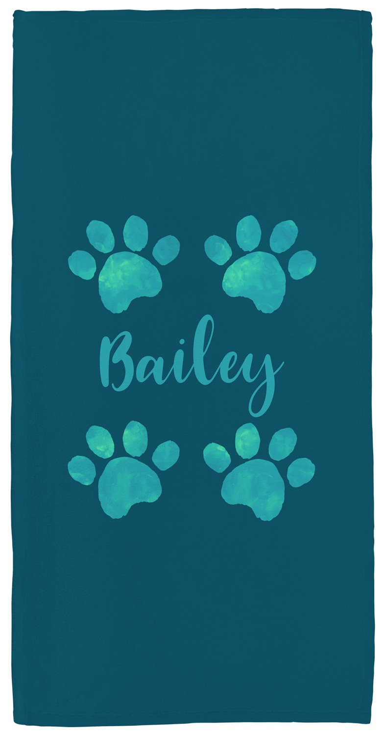 Pfoten petrol - Handtuch mit Namen