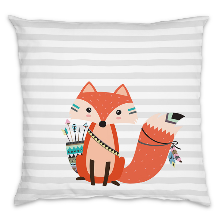 Kissen 40x40 cm inklusive Innenkissen mit Namen oder Text personalisierbar im Design Be brave Fuchs in grau
