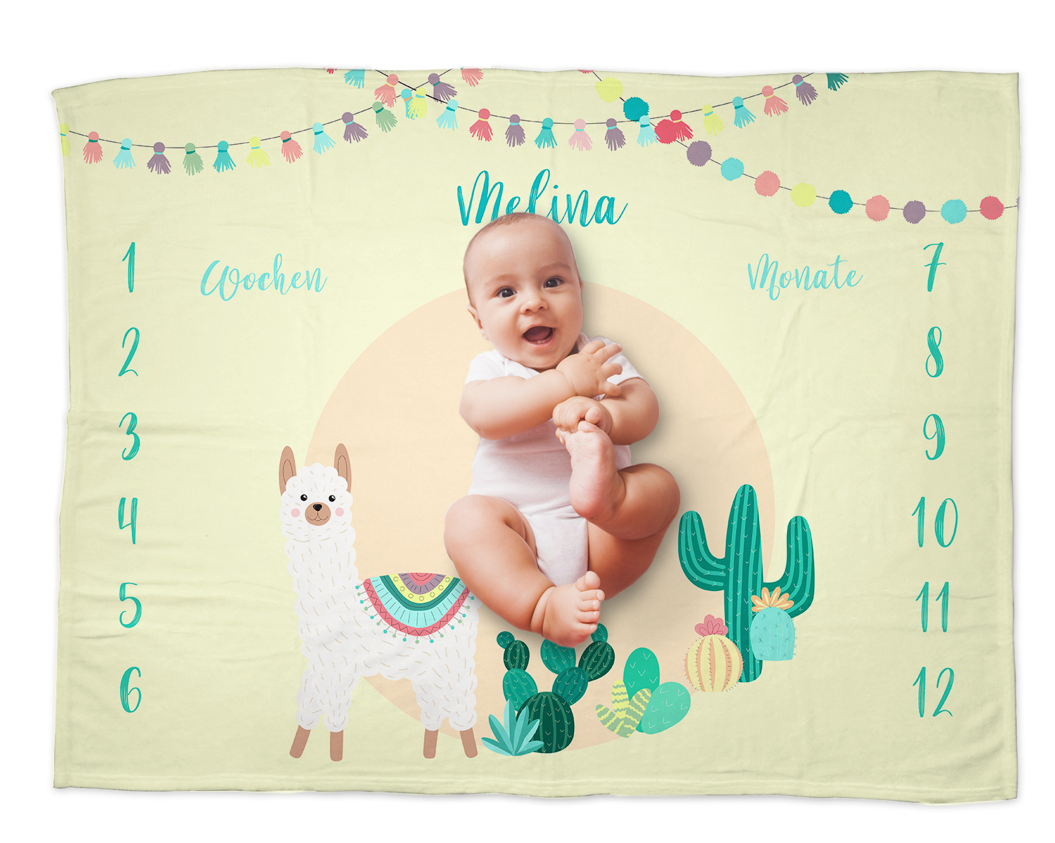 Lama party - Babydecke mit Namen
