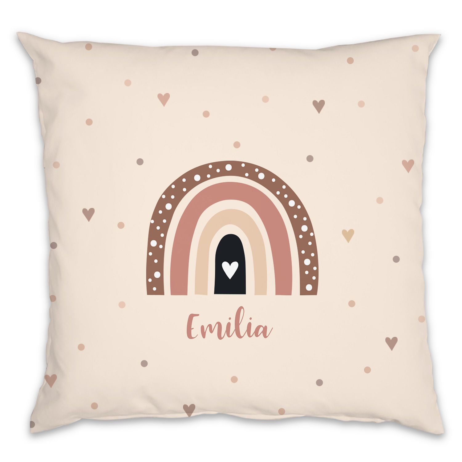 Regenbogen Herzchen - Kinderkissen mit Namen