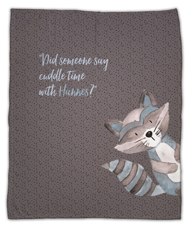 Cuddly raccoon - Babydecke mit Namen gestalten
