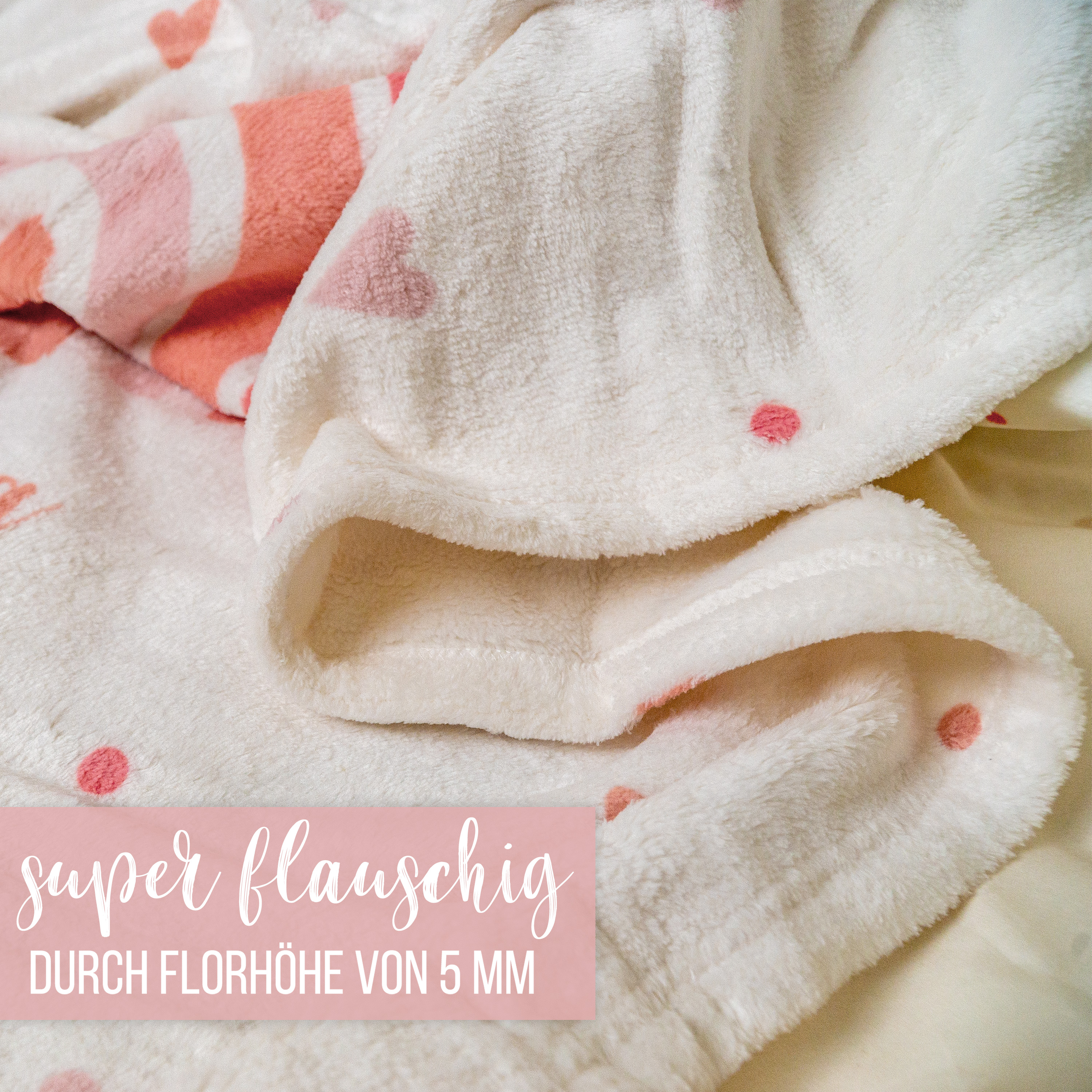 Regenbogen Herzchen pink - Babydecke mit Namen