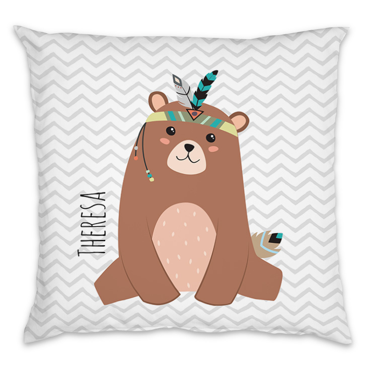 Be Brave - Bär grau - Kissen mit Namen