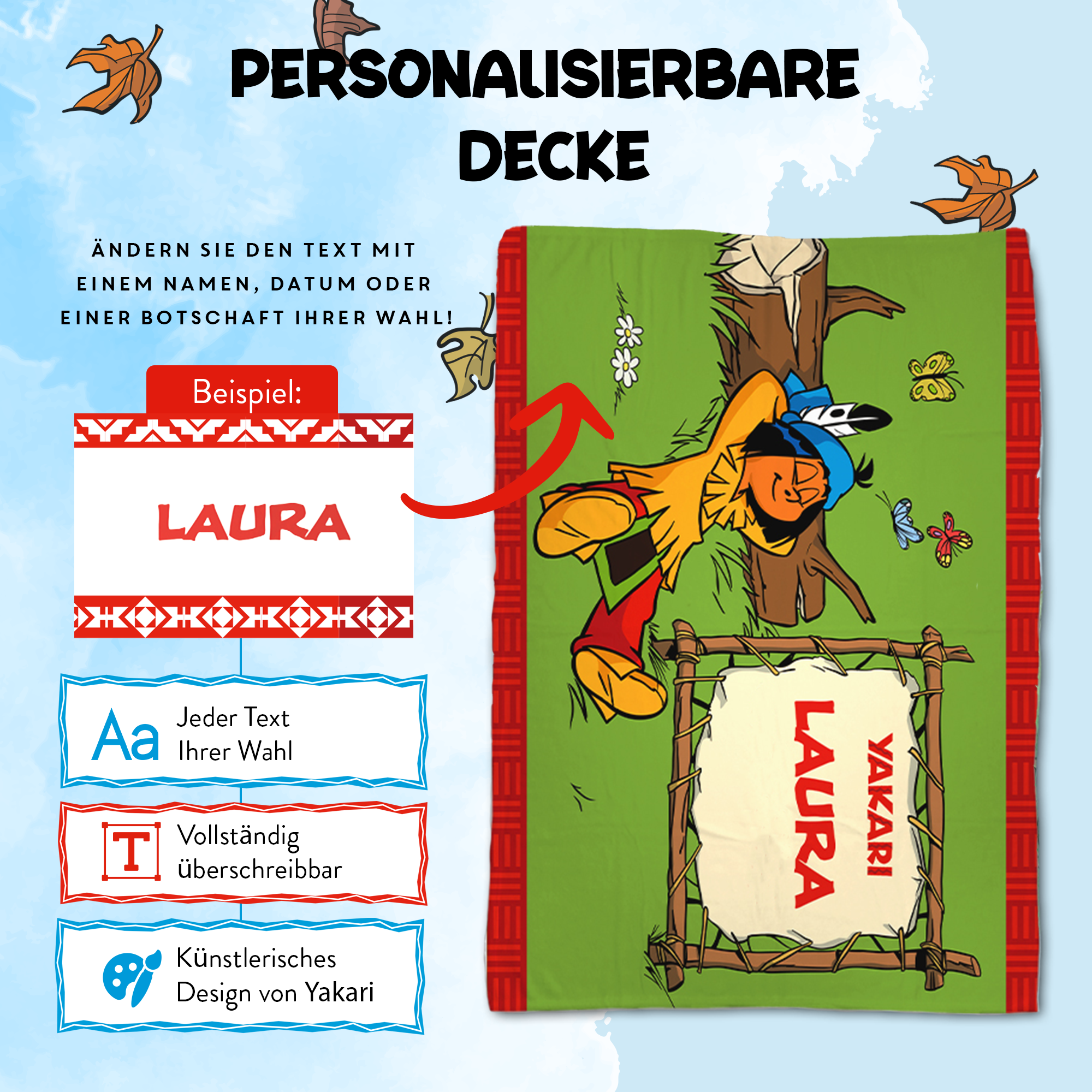 Yakari Kuscheldecke 75 x 100 cm mit dem Design Yakari ruht in der Natur