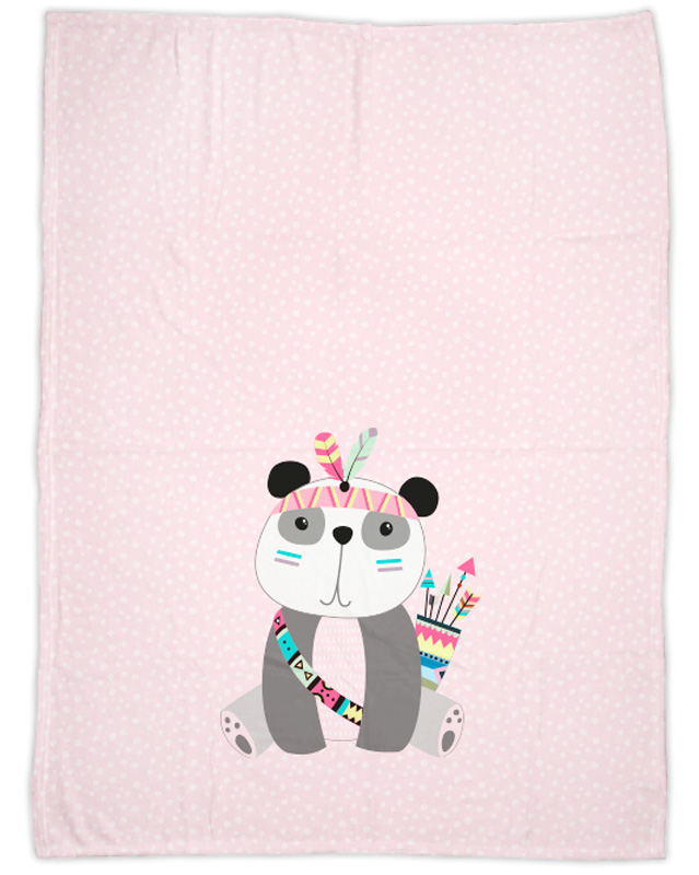 Be brave - Panda rosa - Babydecke mit Namen