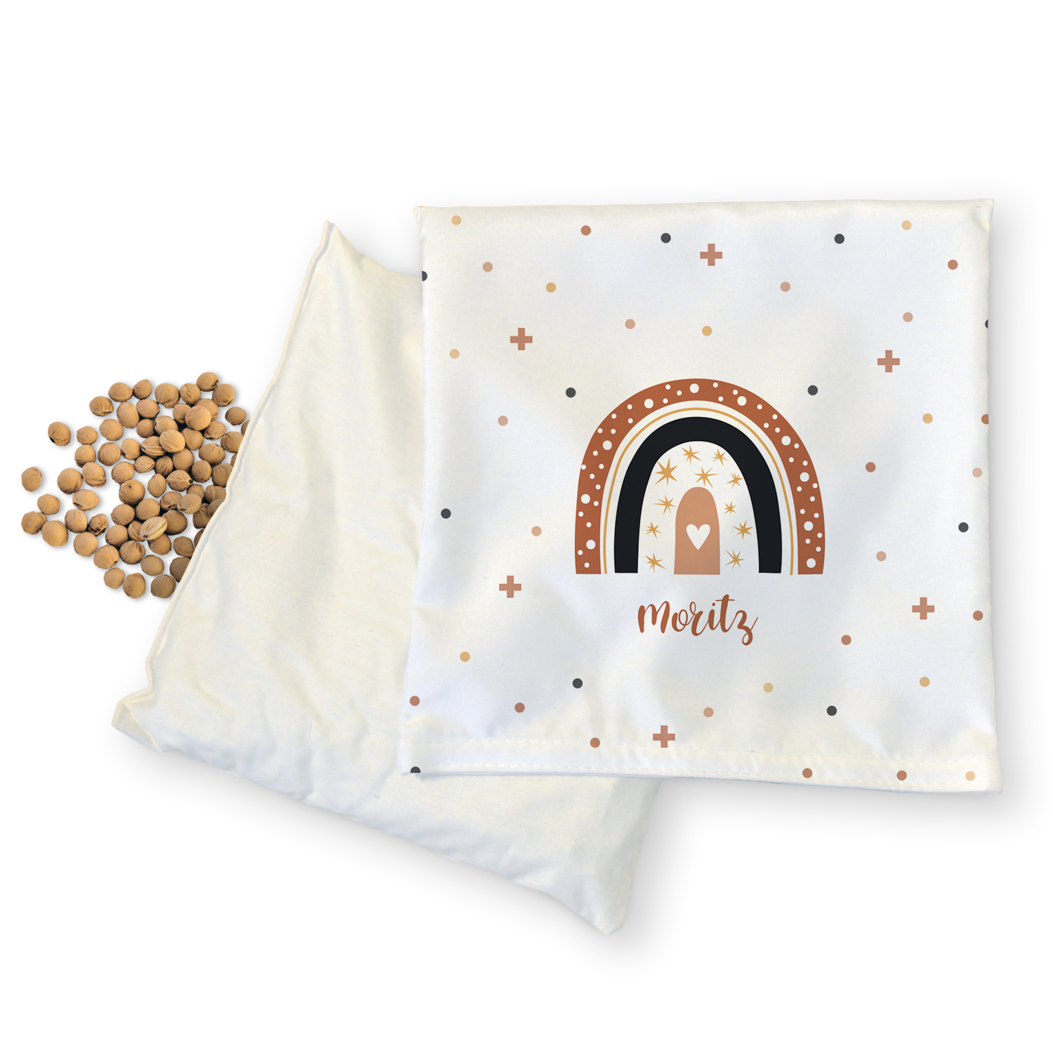 Regenbogen Kreuze - Kirschkernkissen mit Namen