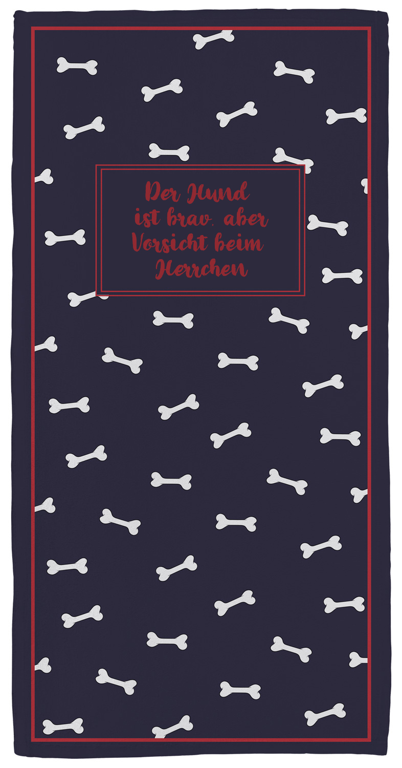 Vorsicht beim Herrchen - Handtuch mit Namen
